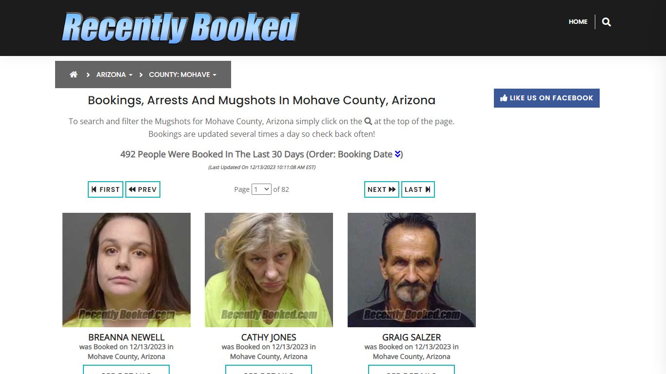 Bookings, Arrests and Mugshots in Mohave County, Arizona - Recently Booked